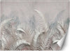 Carta-Da-Parati,-Foglie-di-palma-in-cemento-grigio-3D