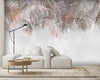 Carta-Da-Parati,-Foglie-di-palma-sospese-Calcestruzzo-Beige-Marrone