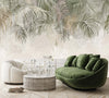Carta-Da-Parati,-Foglie-di-palma-sospese-Verde-Beige-Marrone
