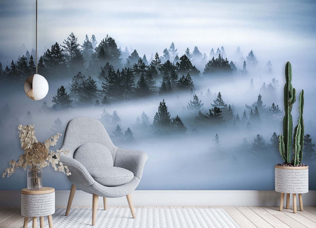 Carta-Da-Parati,-Foresta-nella-nebbia