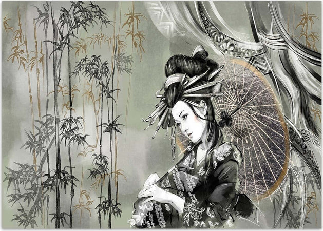 Carta-Da-Parati,-Geisha-Asia-Vintage