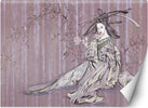 Carta-Da-Parati,-Geisha-giapponese-rosa-retrò