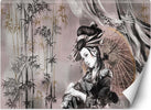 Carta-Da-Parati,-Geisha-Oriente-Bambù-Giappone