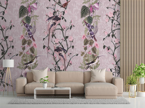 Carta-Da-Parati,-Giungla-colorata-rosa