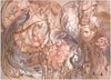 Carta-Da-Parati,-Giungla-tropicale-Foglie-di-palma-pavone-rosa