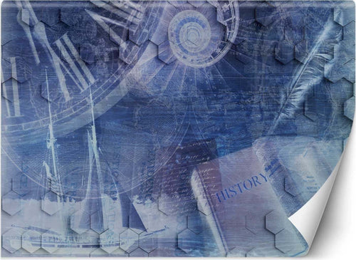 Carta-Da-Parati,-Il-tempo-vola-Blu-astratto