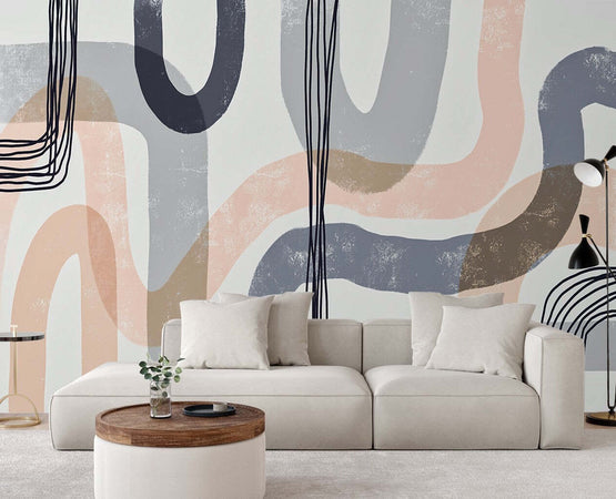 Carta-Da-Parati,-Linee-3D-astratte-Boho