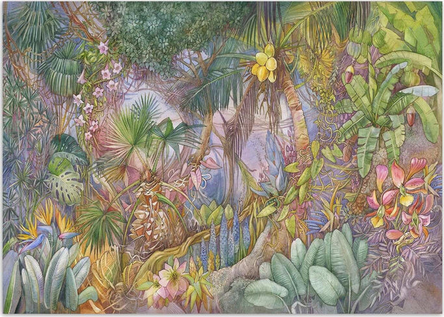 Carta-Da-Parati,-Lusso-colorato-giungla-animali-tropicali
