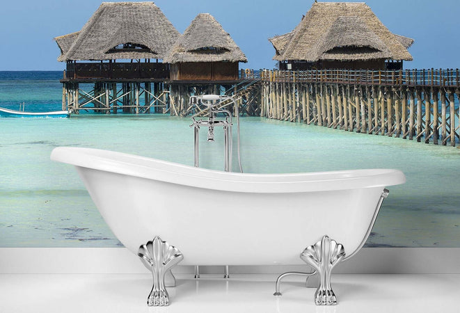Carta-Da-Parati,-Maldive-Capanne-tropicali-sull'acqua