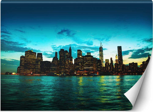 Carta-Da-Parati,-Manhattan-al-tramonto
