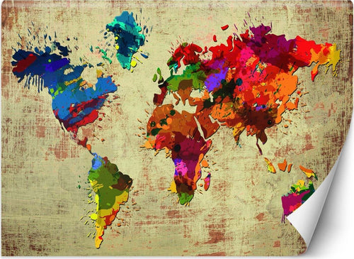 Carta-Da-Parati,-Mappa-del-mondo-colorata-dipinta