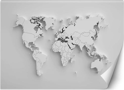 Carta-Da-Parati,-Mappa-del-mondo-Continenti-3D