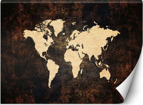 Carta-Da-Parati,-Mappa-del-mondo-in-marrone