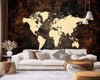 Carta-Da-Parati,-Mappa-del-mondo-in-marrone