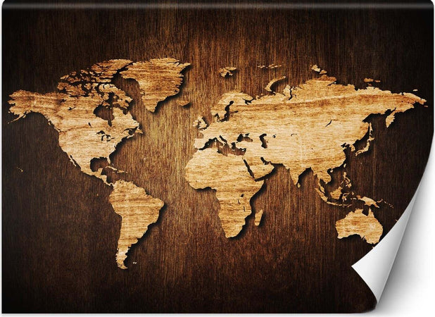 Carta-Da-Parati,-Mappa-del-mondo-vintage-marrone
