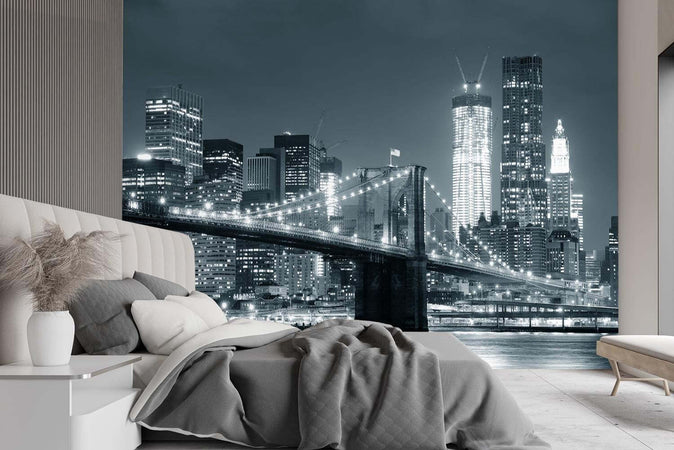 Carta-Da-Parati,-New-York-Ponte-di-Brooklyn-in-bianco-e-nero