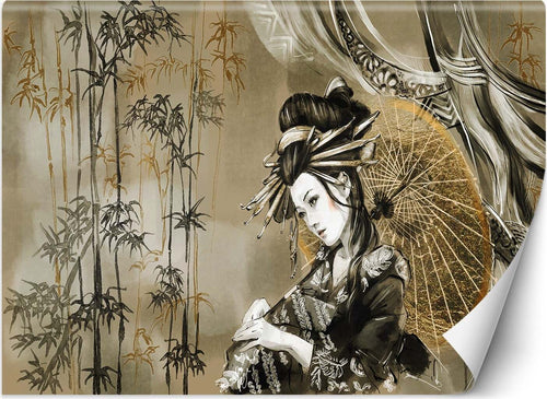 Carta-Da-Parati,-Ombrello-di-geisha-come-dipinto