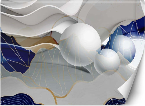 Carta-Da-Parati,-Onde-e-sfere-astratte-3D