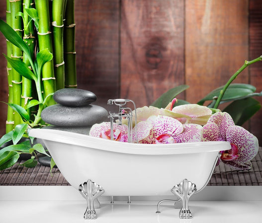 Carta-Da-Parati,-Orchidea-con-bambù