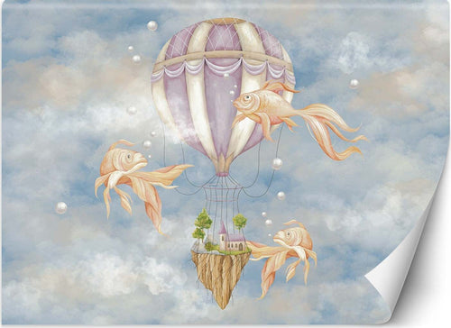 Carta-Da-Parati,-Palloncino-volante-e-pesce-blu