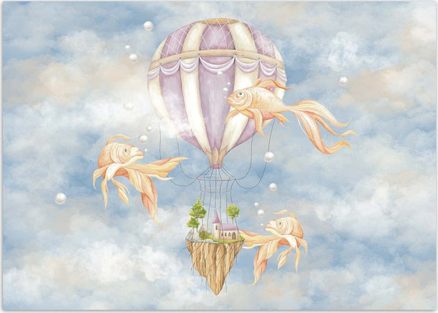 Carta-Da-Parati,-Palloncino-volante-e-pesce-blu