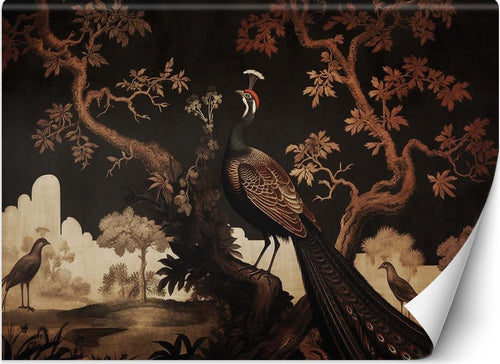 Carta-Da-Parati,-Pavone-orientale-albero