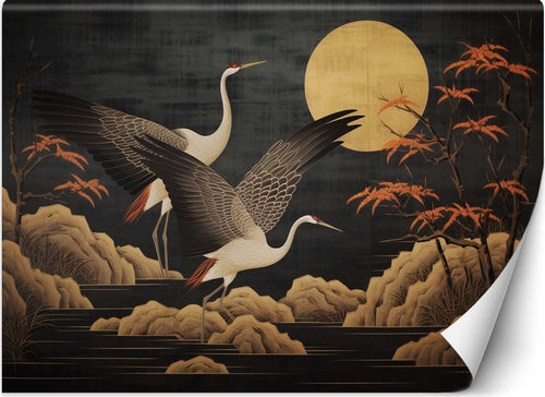 Carta-Da-Parati,-Pavoni-contro-la-luna