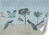 Carta-Da-Parati,-Pavoni-Uccelli-Fiori-Tropicali