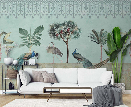 Carta-Da-Parati,-Pavoni-Uccelli-Tropicali-Natura