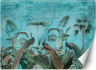 Carta-Da-Parati,-Pavoni-Uccelli-Tropicali-Turchese