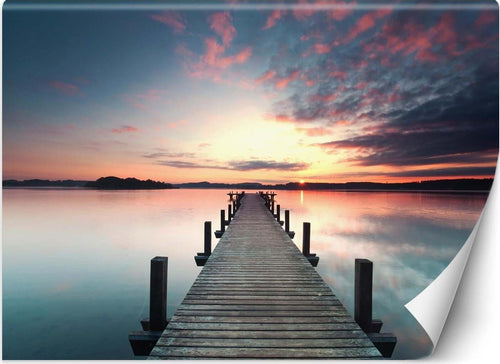 Carta-Da-Parati,-ponte-molo-lago-tramonto