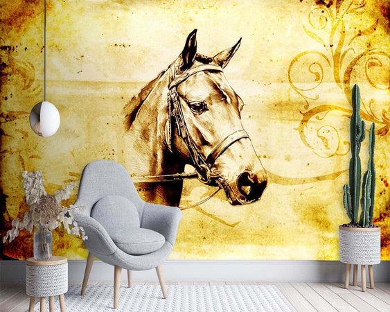 Carta-Da-Parati,-Testa-di-cavallo-retrò
