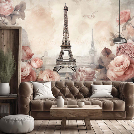 Carta-Da-Parati,-Torre-Eiffel-Shabby-Chic