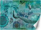 Carta-Da-Parati,-Uccelli-tropicali-Cartolina-turchese