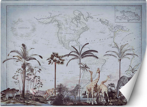 Carta-Da-Parati,-Vecchia-mappa-del-mondo-d'epoca-e-Savana
