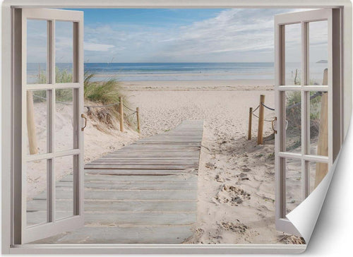 Carta-Da-Parati,-Vista-finestra-spiaggia-mare-natura