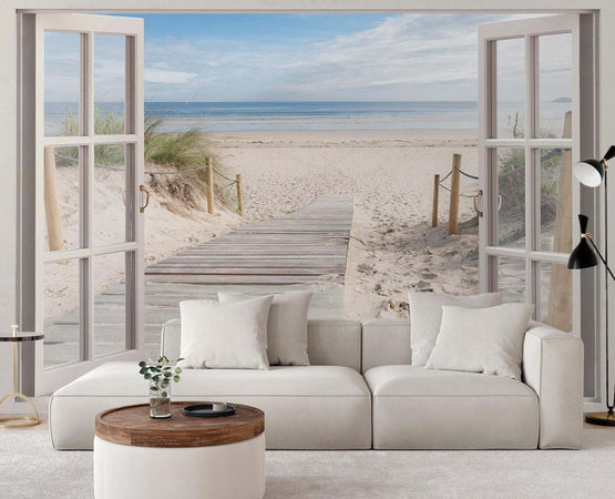 Carta-Da-Parati,-Vista-finestra-spiaggia-mare-natura