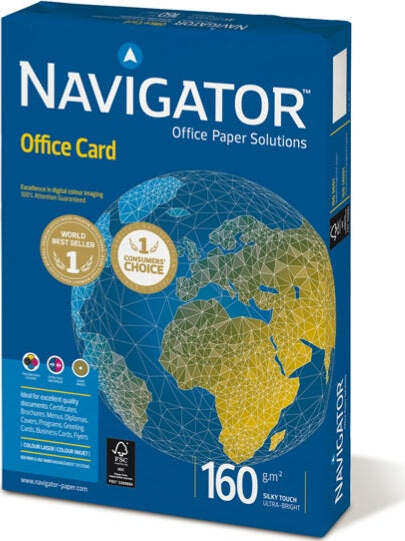 Carta Office Card 160 - A3 - 160 gr - bianco - Navigator - conf. 250 fogli [multipack] 5 pezzi Cancelleria e prodotti per ufficio/Carta blocchi e quaderni/Carta/Carta per fotocopiatrici e stampanti/Carta per fotocopiatrice e multiuso Eurocartuccia - Pavullo, Commerciovirtuoso.it