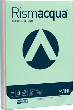 Carta Rismacqua - A4 - 140 gr - mix 5 colori - Favini - conf. 200 fogli Casa e cucina/Hobby creativi/Carta e lavorazione della carta/Carta/Carta decorativa Eurocartuccia - Pavullo, Commerciovirtuoso.it