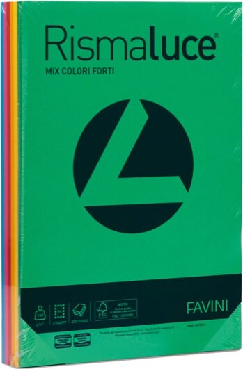 Carta Rismaluce - A4 - 140 gr - mix 6 colori - Favini - conf. 200 fogli Casa e cucina/Hobby creativi/Carta e lavorazione della carta/Carta/Carta decorativa Eurocartuccia - Pavullo, Commerciovirtuoso.it