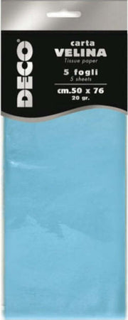 Carta velina - 20 gr - 50 x 76 cm - azzurro - Deco - busta 5 fogli Casa e cucina/Hobby creativi/Carta e lavorazione della carta/Carta/Carta crespa Eurocartuccia - Pavullo, Commerciovirtuoso.it
