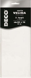 Carta velina - 20 gr - 50 x 76 cm - bianco - Deco - busta 5 fogli Casa e cucina/Hobby creativi/Carta e lavorazione della carta/Carta/Carta crespa Eurocartuccia - Pavullo, Commerciovirtuoso.it