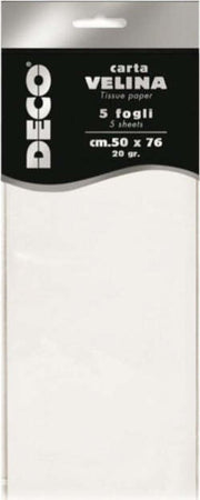 Carta velina - 20 gr - 50 x 76 cm - bianco - Deco - busta 5 fogli Casa e cucina/Hobby creativi/Carta e lavorazione della carta/Carta/Carta crespa Eurocartuccia - Pavullo, Commerciovirtuoso.it