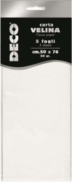 Carta velina - 20 gr - 50 x 76 cm - bianco - Deco - busta 5 fogli Casa e cucina/Hobby creativi/Carta e lavorazione della carta/Carta/Carta crespa Eurocartuccia - Pavullo, Commerciovirtuoso.it