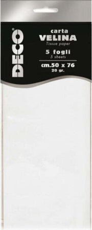 Carta velina - 20 gr - 50 x 76 cm - bianco perlescente - Deco - busta 5 fogli Casa e cucina/Hobby creativi/Carta e lavorazione della carta/Carta/Carta crespa Eurocartuccia - Pavullo, Commerciovirtuoso.it
