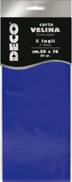 Carta velina - 20 gr - 50 x 76 cm - blu - Deco - busta 5 fogli Casa e cucina/Hobby creativi/Carta e lavorazione della carta/Carta/Carta crespa Eurocartuccia - Pavullo, Commerciovirtuoso.it