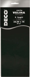 Carta velina - 20 gr - 50 x 76 cm - nero - Deco - busta 5 fogli Casa e cucina/Hobby creativi/Carta e lavorazione della carta/Carta/Carta crespa Eurocartuccia - Pavullo, Commerciovirtuoso.it