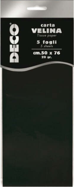 Carta velina - 20 gr - 50 x 76 cm - nero - Deco - busta 5 fogli Casa e cucina/Hobby creativi/Carta e lavorazione della carta/Carta/Carta crespa Eurocartuccia - Pavullo, Commerciovirtuoso.it