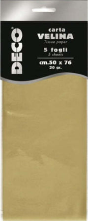 Carta velina - 20 gr - 50 x 76 cm - oro perlescente - Deco - busta 5 fogli Casa e cucina/Hobby creativi/Carta e lavorazione della carta/Carta/Carta crespa Eurocartuccia - Pavullo, Commerciovirtuoso.it