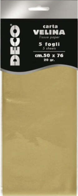 Carta velina - 20 gr - 50 x 76 cm - oro perlescente - Deco - busta 5 fogli Casa e cucina/Hobby creativi/Carta e lavorazione della carta/Carta/Carta crespa Eurocartuccia - Pavullo, Commerciovirtuoso.it